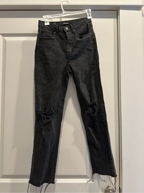Wild Fable Black Distressed Straight-Leg Jeans Size 2